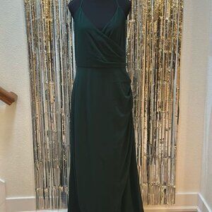 NWT vow'd bridesmaid dress open back chiffon dark green size 16 prom/homecoming